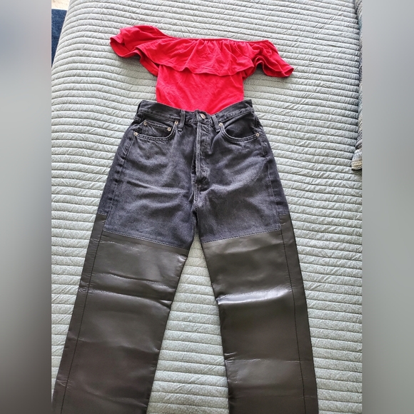 Agolde: Pieced 90s Pinch Waist Jean in Howl & Detox Recycled Leather - Picture 6 of 6